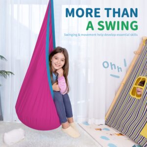 OUTREE Kids Pod Swing Seat Cotton Child Hammock Chair for Indoor and Outdoor use (Pink and Blue)