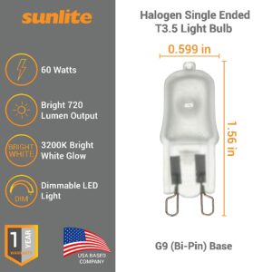 Sunlite Q60/FR/G9/120V/12PK Halogen 60W 120V Q60 Single Ended Capsule Light Bulbs, Frosted Finish, 3200K Bright White, Bi-Pin (G9) Base, 12 Pack