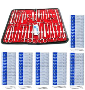 odontomed2011® 157 pcs advanced set for anatomy & biology students with 1 scissors ! forceps ! hemostat-! blades - case - lab veterinary botany stainless steel set for frogs animals etc