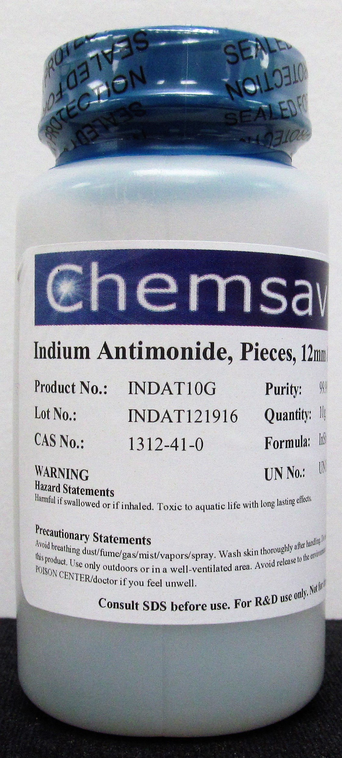 Indium Antimonide, Pieces, 12mm & Smaller, 99.99% (Metals Basis), 10g