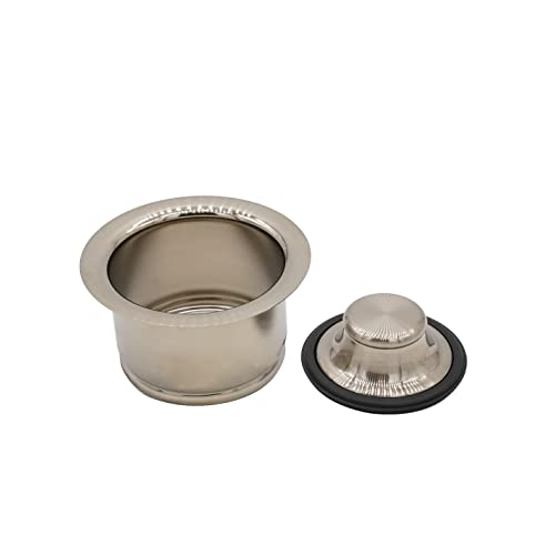 Westbrass R2082-07 3-1/2" Extra-Deep Collar Kitchen Sink Waste Disposal Flange & Stopper, Satin Nickel