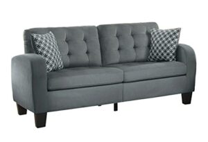 homelegance sinclair 72" fabric sofa, gray