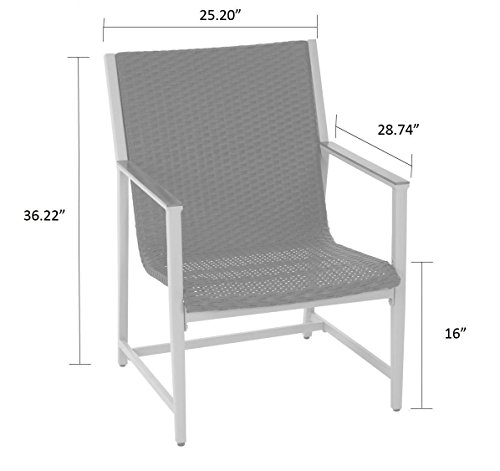 Novogratz Outdoor Living Santa Fe Lounge Set, Brown Wicker and Cream Frame, Brushed Wood Grain Accents