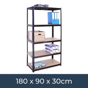 Garage Shelving Units - 71" H x 35" L x 12" W - Heavy Duty Racking - Shelves for Storage -1 Bay - Black - 5 Tier - 2000LB Capacity (400LB Per Shelf) - Workshop, Shed, Office - 5 Year Warranty