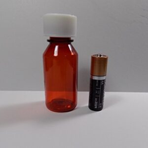 Graduated Ovals 1 Ounce Plastic Amber Medicine-Travel RX Bottles w/Caps-Perfect for Travel-Very Strong Sidewall and Secure-10 Pack-Pharmaceutical Grade Product