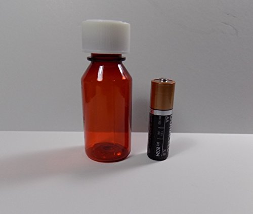 Graduated Ovals 1 Ounce Plastic Amber Medicine-Travel RX Bottles w/Caps-Perfect for Travel-Very Strong Sidewall and Secure-10 Pack-Pharmaceutical Grade Product