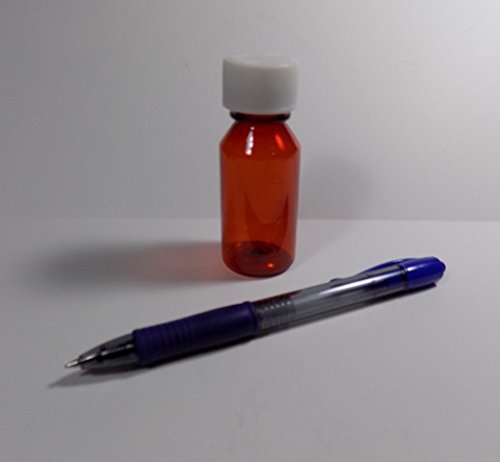 Graduated Ovals 1 Ounce Plastic Amber Medicine-Travel RX Bottles w/Caps-Perfect for Travel-Very Strong Sidewall and Secure-10 Pack-Pharmaceutical Grade Product