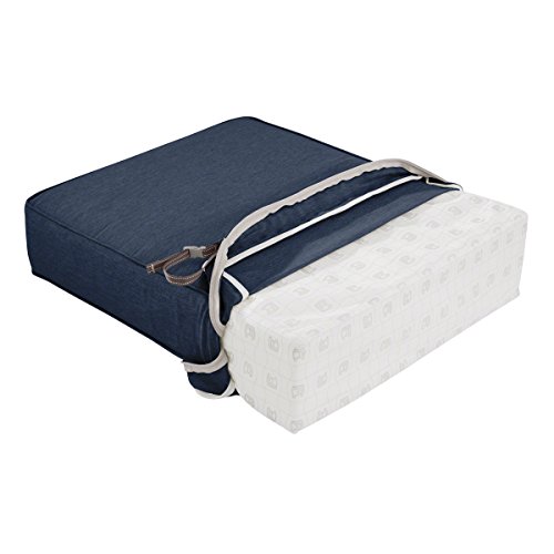 Classic Accessories Montlake Water-Resistant 21 x 19 x 5 Inch Rectangle Outdoor Seat Cushion, Patio Furniture Chair Cushion, Heather Indigo Blue, Outdoor Cushion Cover