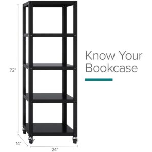 Space Solutions RTA 72-inch High Mobile 5-Shelf Metal Bookcase Black