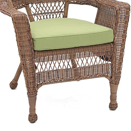 Jeco Wicker Chair with Green Cushion, Set of 2, Honey/W00205-