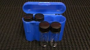 apgolf 4 new 1 oz gold mining glass vials and vial case holder blue