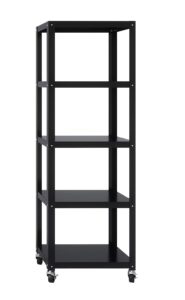 space solutions rta 72-inch high mobile 5-shelf metal bookcase black