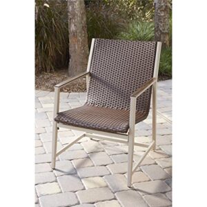 Novogratz Outdoor Living Santa Fe Lounge Set, Brown Wicker and Cream Frame, Brushed Wood Grain Accents