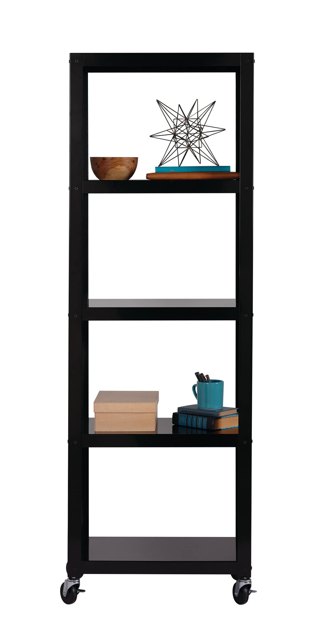 Space Solutions RTA 72-inch High Mobile 5-Shelf Metal Bookcase Black