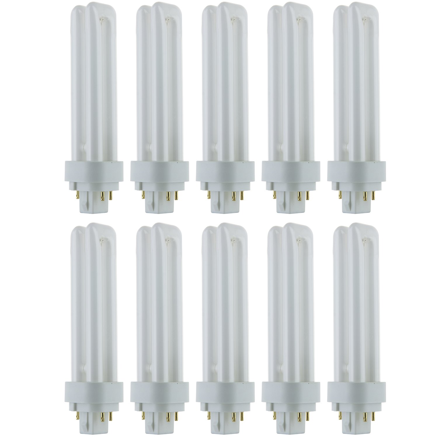 Sunlite PLD18/E/SP35K/10PK 3500K Neutral White Fluorescent 18W PLD Double U-Shaped Twin Tube CFL Bulbs with 4-Pin G24q-2 Base (10 Pack)