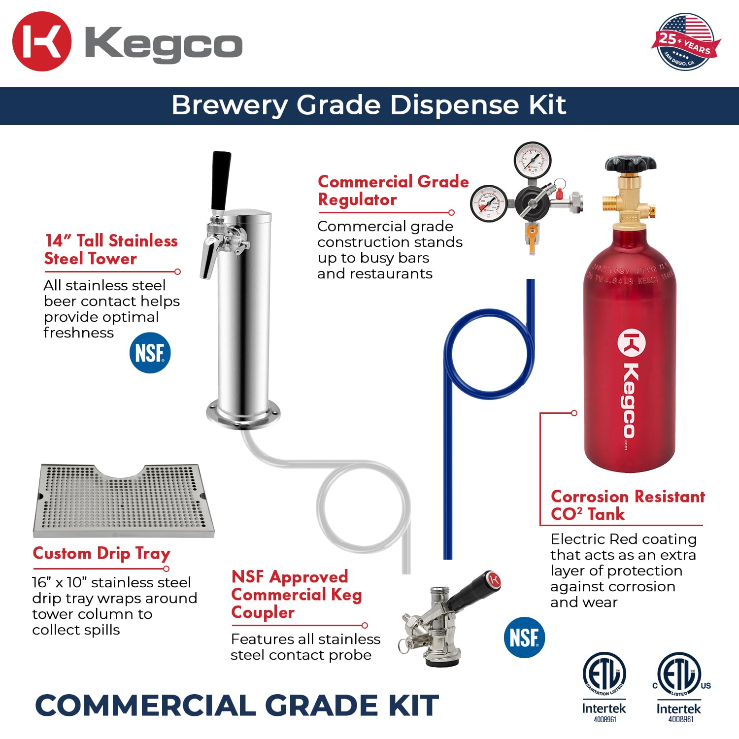 Kegco Kegerator 24" Wide Single Tap Stainless Steel Commercial Beer Dispenser HK38SSC-1