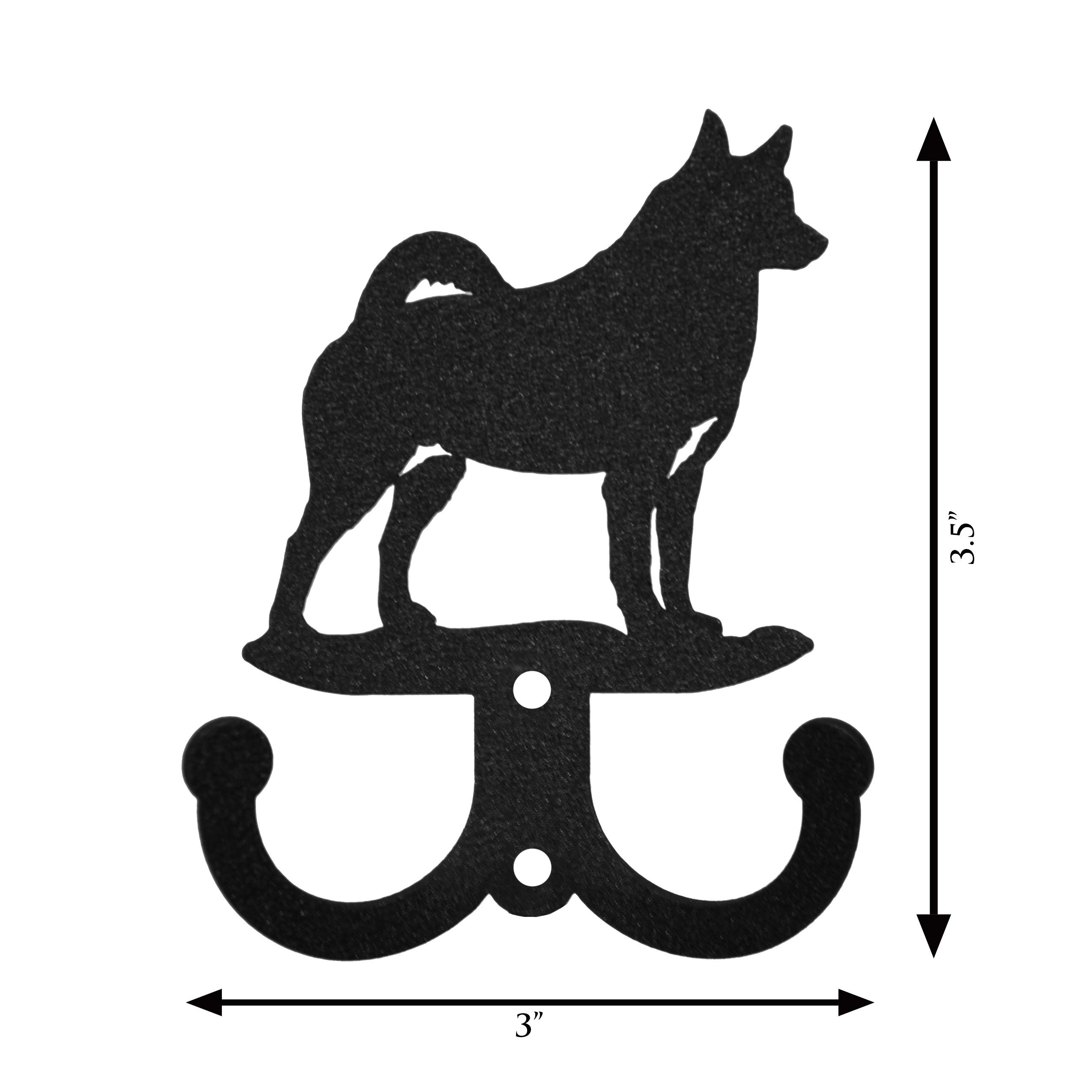 SWEN Products Norwegian Elkhound Metal 2 Hook Key Chain Holder Hanger