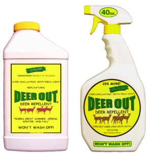 Deer Out Deer Repellent - Starter Combo Kit: 40oz Ready to Use Spray & 32oz Concentrate