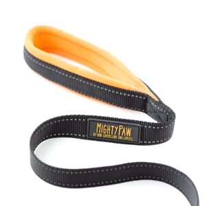 Mighty Paw Dog Leash - Reflective Design with Comfortable Padded Handles - Dog Walking Leash - Unchewable Dog Leash - Dog Leash Comfort Handle - Premium Leash for All Dog Sizes - 6 Feet (Black/Orange)