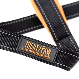 Mighty Paw Dog Leash - Reflective Design with Comfortable Padded Handles - Dog Walking Leash - Unchewable Dog Leash - Dog Leash Comfort Handle - Premium Leash for All Dog Sizes - 6 Feet (Black/Orange)