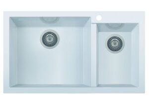 alfi brand ab3319di-w white 34" double bowl drop in granite composite kitchen sink