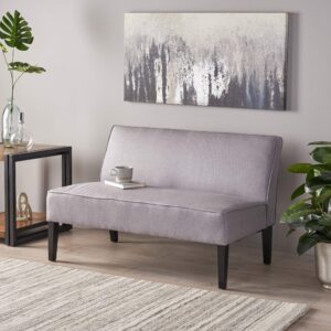 Christopher Knight Home GDFStudio Christopher Knight Home Dejon Modern Fabric Loveseat, Light Gray, Matte Black