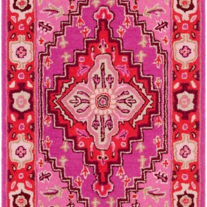 SAFAVIEH Bellagio Collection 2'6" x 4' Red / Pink BLG545B Handmade Medallion Premium Wool Accent Rug