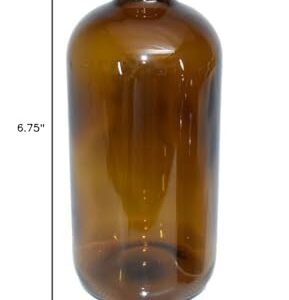 (12 Pack) GBO 16 oz. Amber Boston Round Glass with Black Poly Cone Cap