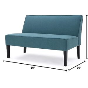 Christopher Knight Home GDFStudio Christopher Knight Home Dejon Modern Fabric Loveseat, Dark Teal, Matte Black