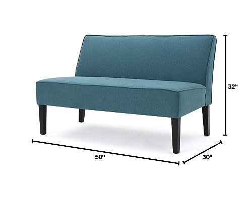 Christopher Knight Home GDFStudio Christopher Knight Home Dejon Modern Fabric Loveseat, Dark Teal, Matte Black