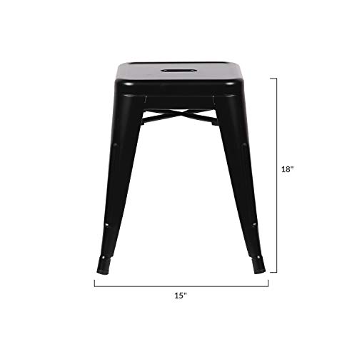 EdgeMod Trattoria 18 Inch Metal Side Dining Chair and Bar Stool in Black (Set of 4)