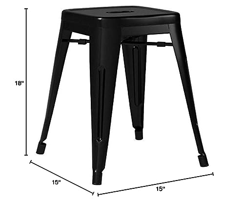 EdgeMod Trattoria 18 Inch Metal Side Dining Chair and Bar Stool in Black (Set of 4)