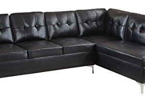 Homelegance Barrington 109" x 108" PU Leather Chaise Sofa, Black