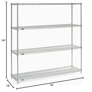 Nexelate Wire Shelving Starter Unit, Silver Epoxy, 72"W X 18"D X 74"H