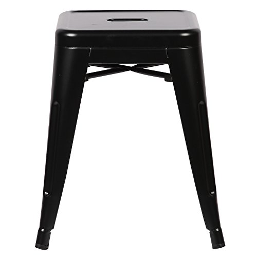 EdgeMod Trattoria 18 Inch Metal Side Dining Chair and Bar Stool in Black (Set of 4)