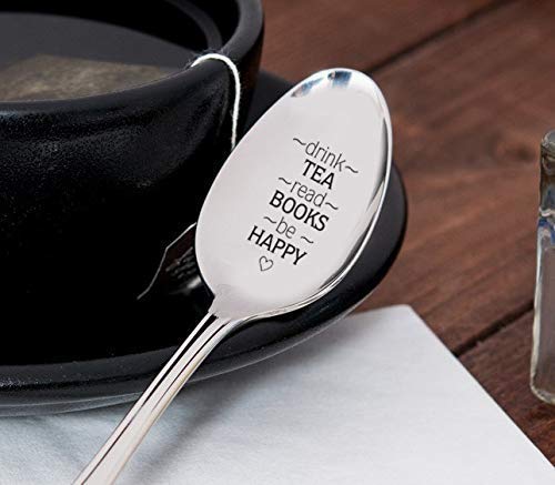 Drink Tea Read Books Spoon-Tea Lover Spoon - Book Lover Gift - Reader Gift-Tea Drinker Present-Graduation Gift- Do Well Exam Theme