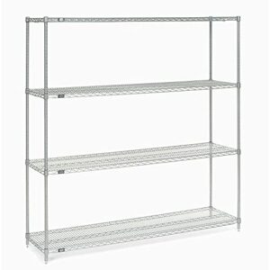 nexelate wire shelving starter unit, silver epoxy, 72"w x 18"d x 74"h