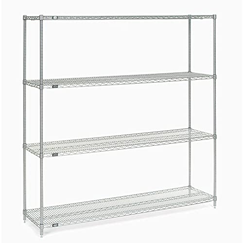 Nexelate Wire Shelving Starter Unit, Silver Epoxy, 72"W X 18"D X 74"H