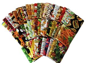 10 fat quarters - food fat quarter bundle kitchen culinary cuisine fruit veggies candy cotton fabrics quality quilters cotton fabrics m228.04