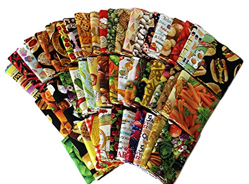 10 Fat Quarters - Food Fat Quarter Bundle Kitchen Culinary Cuisine Fruit Veggies Candy Cotton Fabrics Quality Quilters Cotton Fabrics M228.04