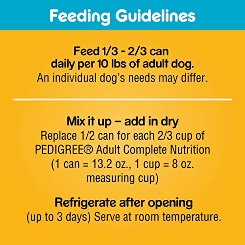 PEDIGREE CHOPPED GROUND DINNER Adult Canned Soft Wet Dog Food, T-Bone Steak Flavor, 13.2 oz. Cans (Pack of 12)