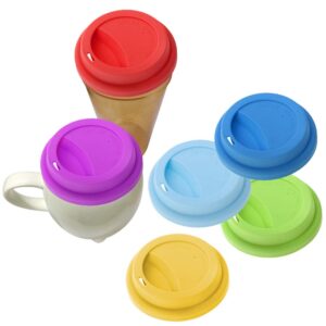 Aspire 6 PCS Silicone Drinking Lid Cup Lids, Reusable Coffee Cup Covers/Lids - BLACK