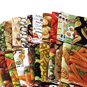 10 Fat Quarters - Food Fat Quarter Bundle Kitchen Culinary Cuisine Fruit Veggies Candy Cotton Fabrics Quality Quilters Cotton Fabrics M228.04