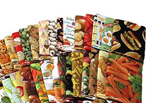 10 Fat Quarters - Food Fat Quarter Bundle Kitchen Culinary Cuisine Fruit Veggies Candy Cotton Fabrics Quality Quilters Cotton Fabrics M228.04