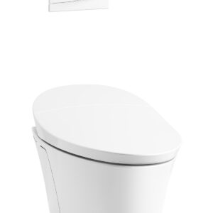 KOHLER 5402-0 Veil Smart Toilet with Auto Open & Close, One-Piece Wall-Hung Elongated Intelligent Bidet Toilet with Heated Seat and Dual-Flush, White