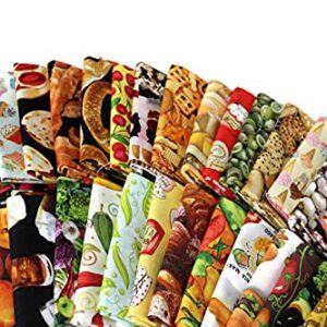 10 Fat Quarters - Food Fat Quarter Bundle Kitchen Culinary Cuisine Fruit Veggies Candy Cotton Fabrics Quality Quilters Cotton Fabrics M228.04