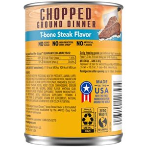 PEDIGREE CHOPPED GROUND DINNER Adult Canned Soft Wet Dog Food, T-Bone Steak Flavor, 13.2 oz. Cans (Pack of 12)