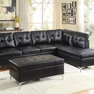 Homelegance Barrington 109" x 108" PU Leather Chaise Sofa, Black