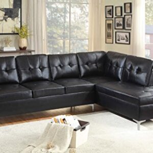 Homelegance Barrington 109" x 108" PU Leather Chaise Sofa, Black