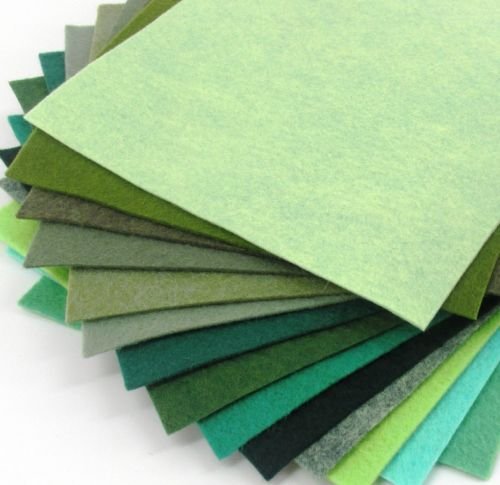 15 Greens 9"X12" Merino Wool Blend Felt Sheets Collection - OTR felt